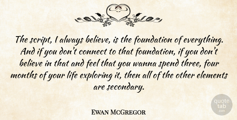 Ewan McGregor Quote About Believe, Connect, Elements, Exploring, Four: The Script I Always Believe...
