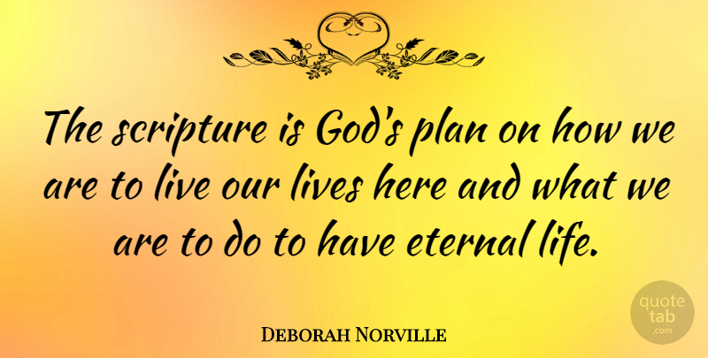 Deborah Norville Quote About Scripture, Gods Plan, Eternal Life: The Scripture Is Gods Plan...