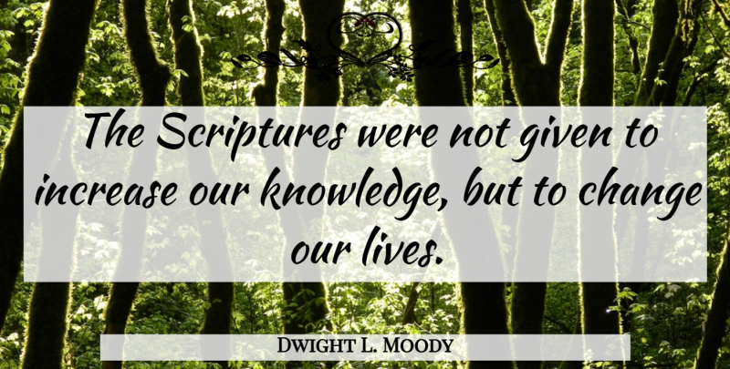 Dwight L. Moody Quote About Inspiration, Scripture, Given: The Scriptures Were Not Given...
