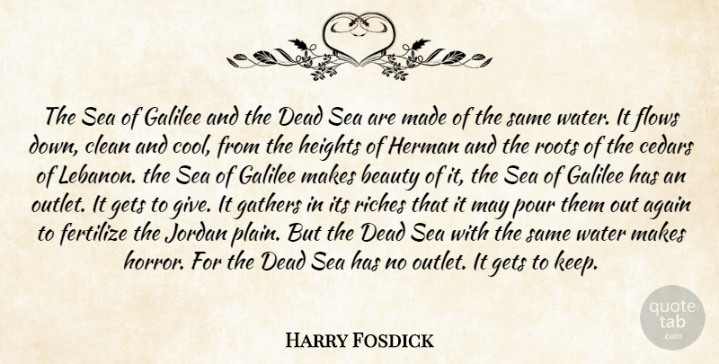 Harry Emerson Fosdick Quote About Life, Beauty, Sea: The Sea Of Galilee And...