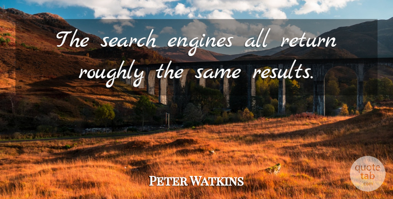 Peter Watkins Quote About Engines, Return, Roughly, Search: The Search Engines All Return...