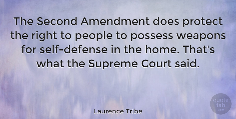 Laurence Tribe Quote About Home, Self, People: The Second Amendment Does Protect...