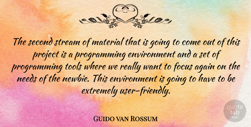 Guido van Rossum Quote About Again, Dutch Scientist, Environment, Extremely, Material: The Second Stream Of Material...