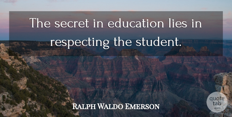 Ralph Waldo Emerson Quote About Education, Lying, Learning: The Secret In Education Lies...