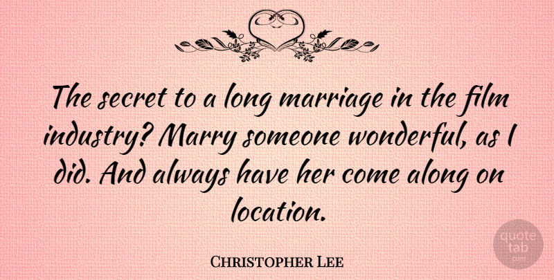 Christopher Lee Quote About Inspirational, Long, Secret: The Secret To A Long...