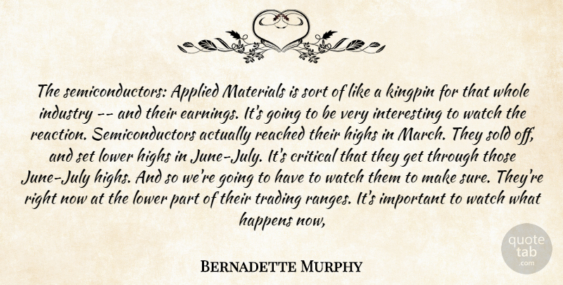 Bernadette Murphy Quote About Applied, Critical, Happens, Highs, Industry: The Semiconductors Applied Materials Is...