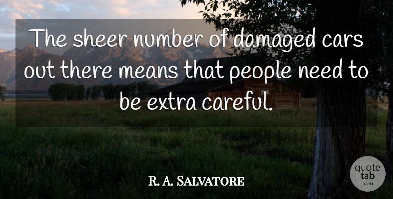 R. A. Salvatore Quote About Cars, Damaged, Extra, Means, Number: The Sheer Number Of Damaged...