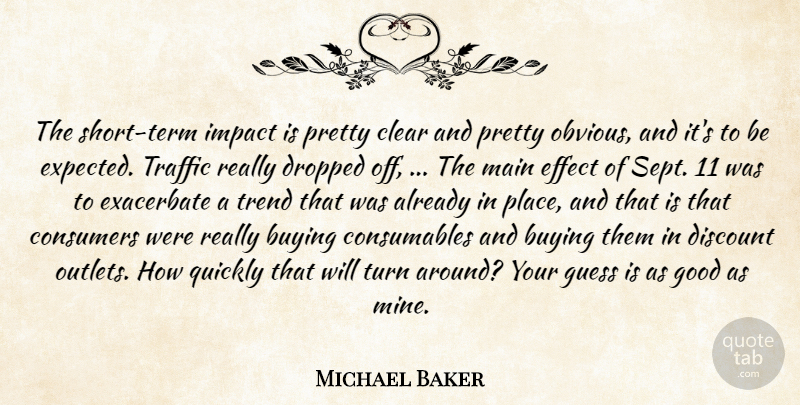 Michael Baker Quote About Buying, Clear, Consumers, Discount, Dropped: The Short Term Impact Is...