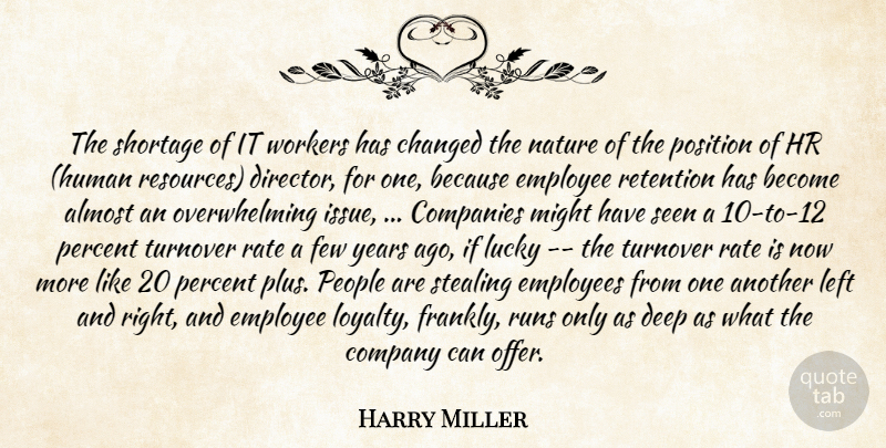 Harry Miller Quote About Almost, Changed, Companies, Company, Deep: The Shortage Of It Workers...