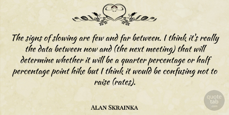 Alan Skrainka Quote About Confusing, Data, Determine, Far, Few: The Signs Of Slowing Are...