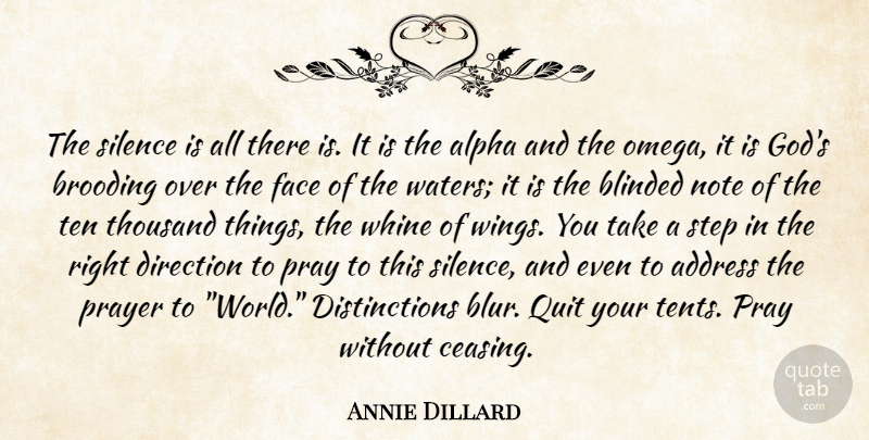 Annie Dillard Quote About Prayer, Wings, Water: The Silence Is All There...