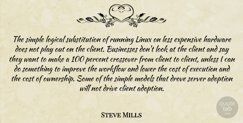Steve Mills Quote About Adoption, Businesses, Client, Cost, Crossover: The Simple Logical Substitution Of...