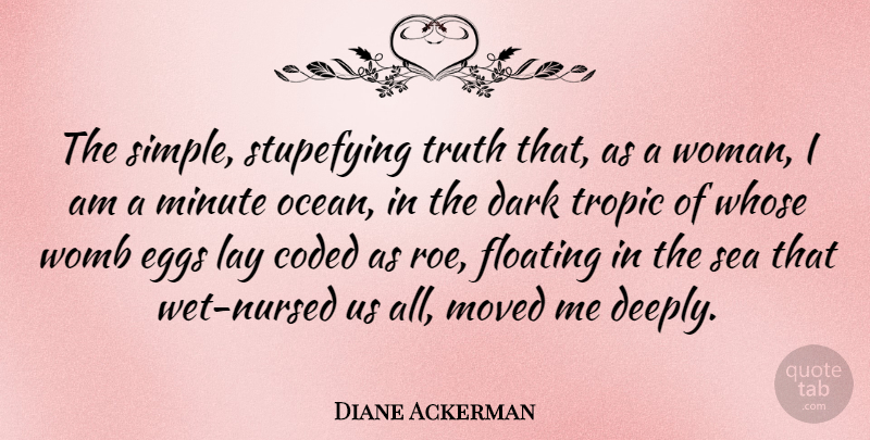 Diane Ackerman Quote About Dark, Eggs, Floating, Lay, Minute: The Simple Stupefying Truth That...