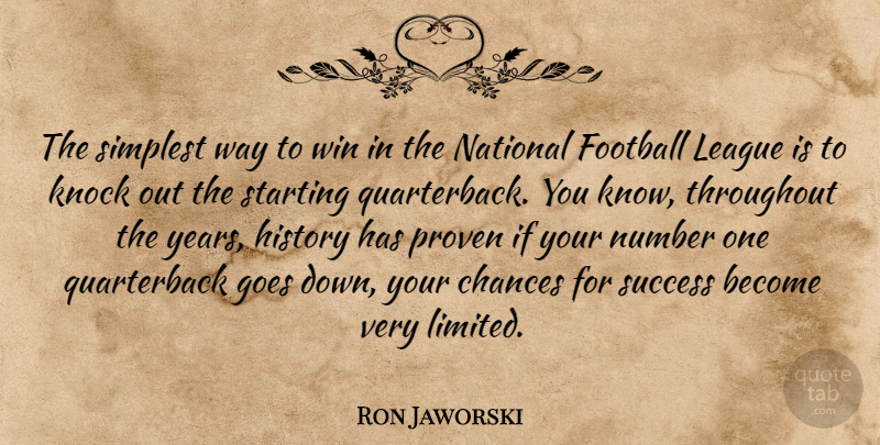 Ron Jaworski Quote About Chances, Goes, History, Knock, League: The Simplest Way To Win...