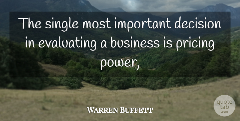 Warren Buffett Quote About Decision, Important, Important Decisions: The Single Most Important Decision...