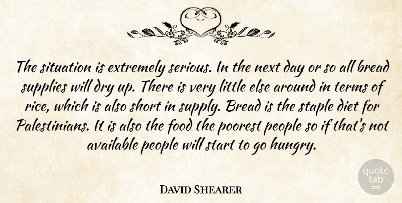 David Shearer Quote About Available, Bread, Diet, Dry, Extremely: The Situation Is Extremely Serious...