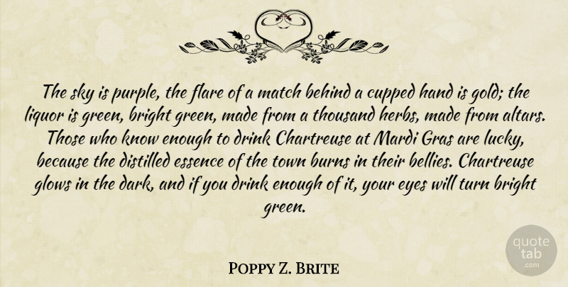 Poppy Z. Brite Quote About Eye, Dark, Hands: The Sky Is Purple The...