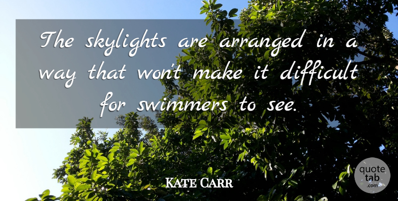 Kate Carr Quote About Arranged, Difficult: The Skylights Are Arranged In...