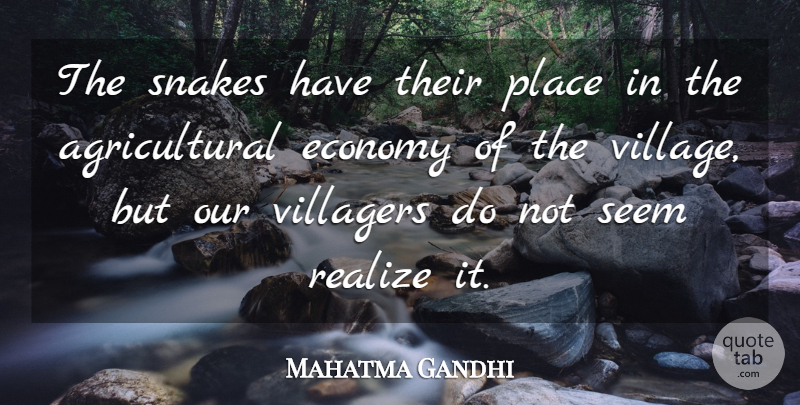Mahatma Gandhi Quote About Snakes, Village, Realizing: The Snakes Have Their Place...