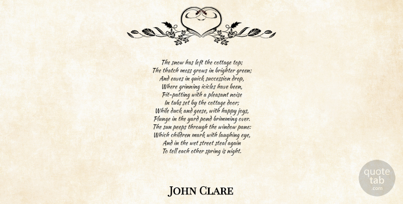 John Clare Quote About Children, Spring, Eye: The Snow Has Left The...