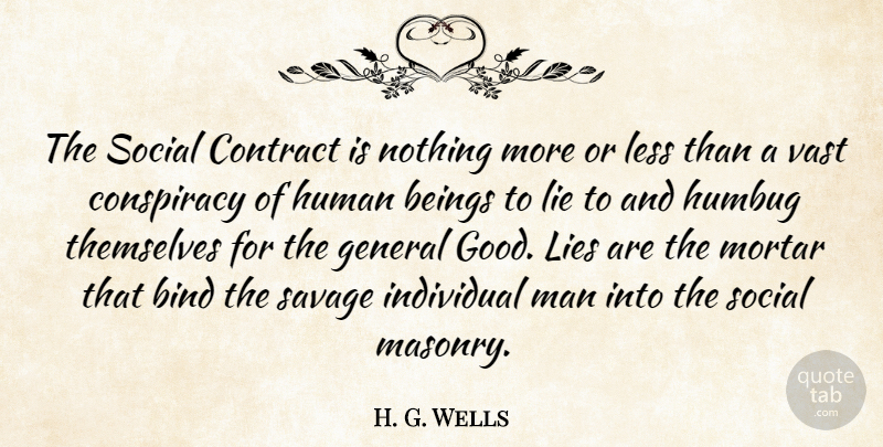 H. G. Wells Quote About Lying, Men, Savages: The Social Contract Is Nothing...