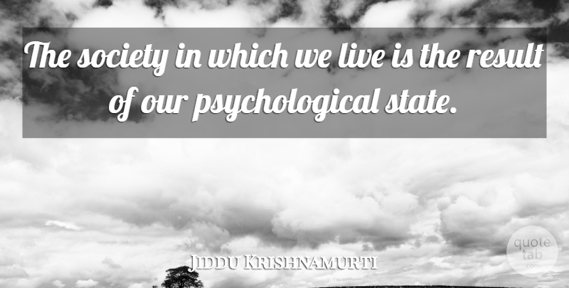 Jiddu Krishnamurti Quote About Spiritual, Psychological, Results: The Society In Which We...