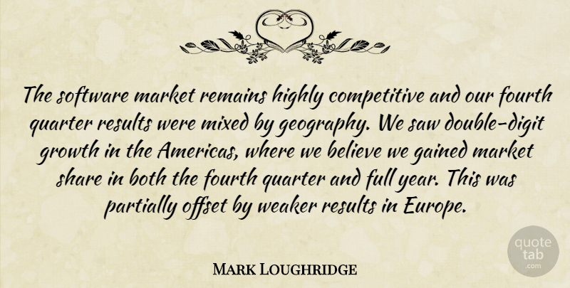 Mark Loughridge Quote About Believe, Both, Fourth, Full, Gained: The Software Market Remains Highly...