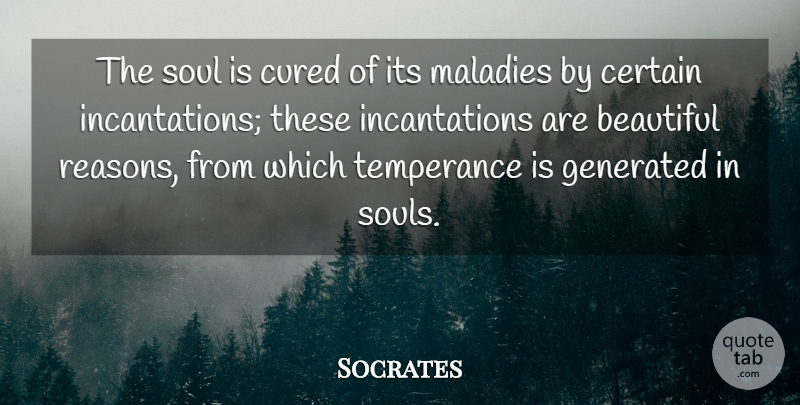 Socrates Quote About Beautiful, Soul, Reason: The Soul Is Cured Of...
