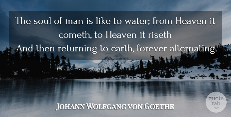 Johann Wolfgang von Goethe Quote About Men, Water, Forever: The Soul Of Man Is...