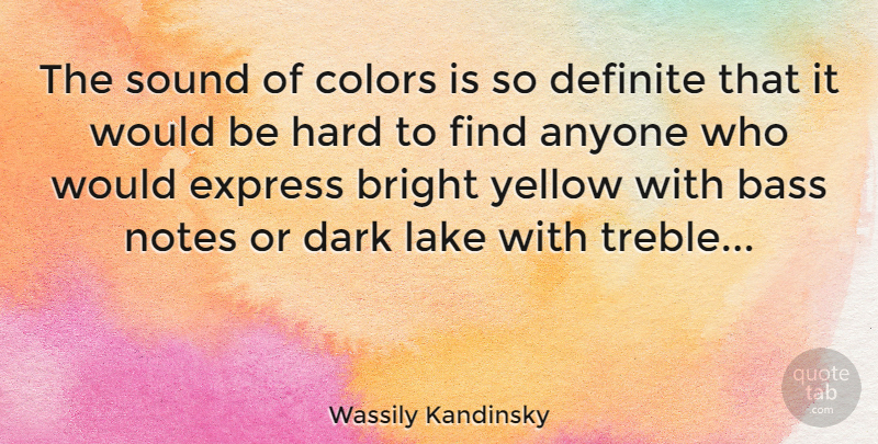 Wassily Kandinsky Quote About Dark, Color, Yellow: The Sound Of Colors Is...