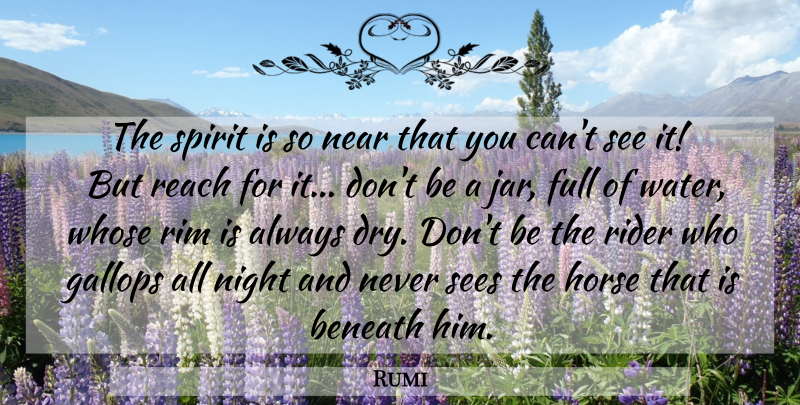 Rumi Quote About Horse, Night, Water: The Spirit Is So Near...