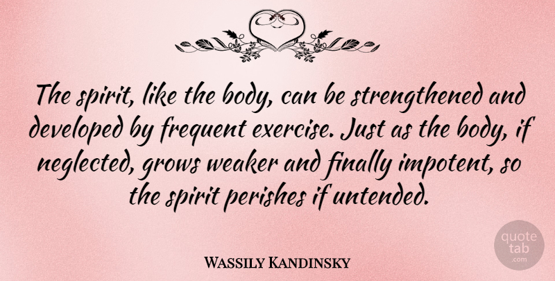 Wassily Kandinsky Quote About Health, Exercise, Body: The Spirit Like The Body...