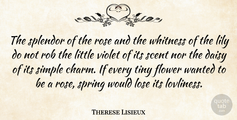 Therese Lisieux Quote About Daisy, Flower, Lily, Lose, Nature: The Splendor Of The Rose...