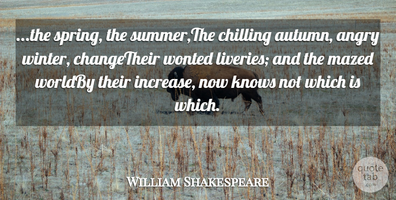 William Shakespeare Quote About Angry, Chilling, Knows: The Spring The Summer The...