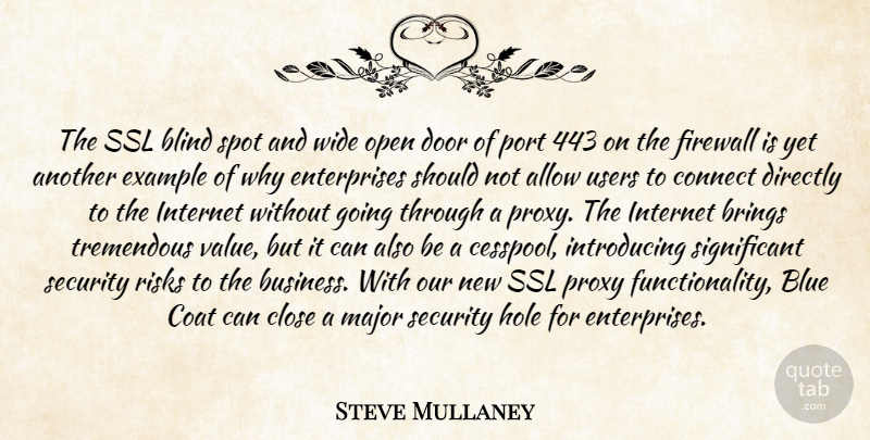 Steve Mullaney Quote About Allow, Blind, Blue, Brings, Close: The Ssl Blind Spot And...