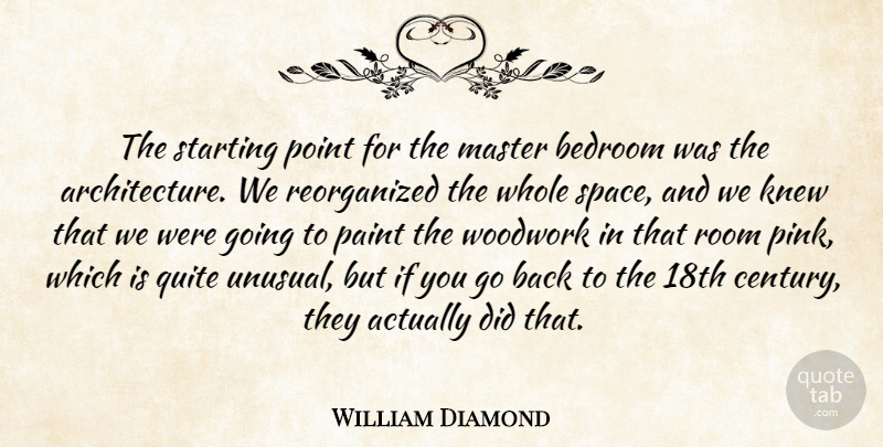 William Diamond Quote About Architecture, Bedroom, Knew, Master, Paint: The Starting Point For The...