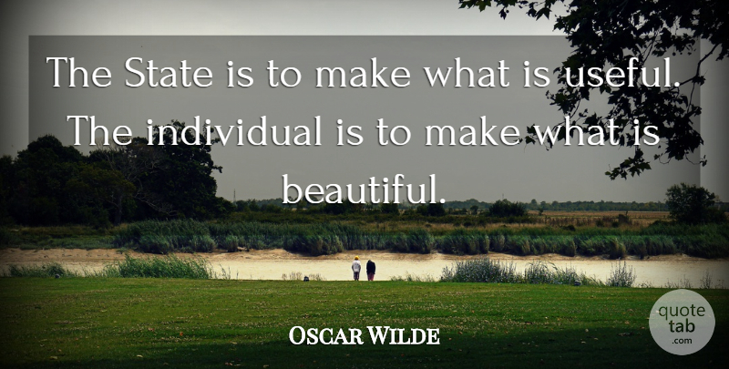 Oscar Wilde Quote About Beautiful, Individual, States: The State Is To Make...