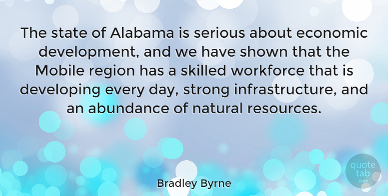 Bradley Byrne Quote About Abundance, Alabama, Developing, Mobile, Natural: The State Of Alabama Is...