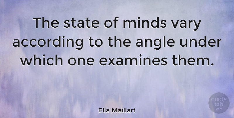 Ella Maillart Quote About Mind, States, Angle: The State Of Minds Vary...