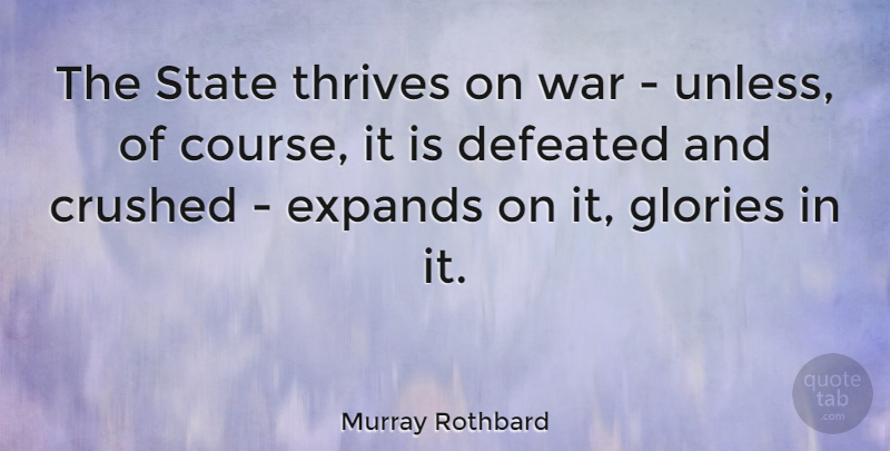 Murray Rothbard Quote About War, Glory, Defeated: The State Thrives On War...