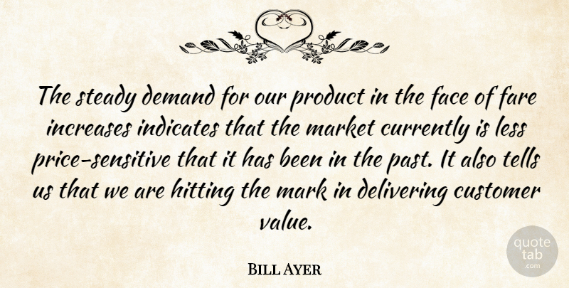 Bill Ayer Quote About Currently, Customer, Delivering, Demand, Face: The Steady Demand For Our...