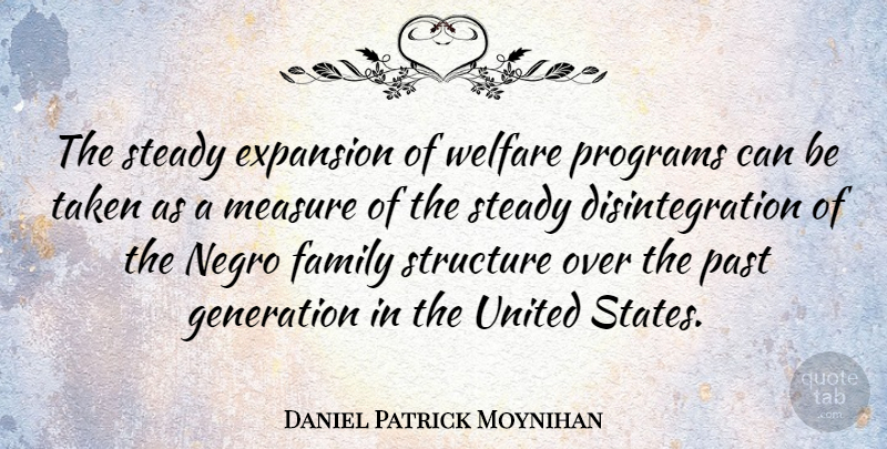 Daniel Patrick Moynihan Quote About Taken, Past, Welfare Programs: The Steady Expansion Of Welfare...