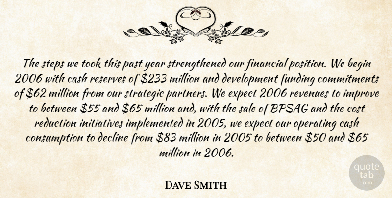 Dave Smith Quote About Begin, Cash, Cost, Decline, Expect: The Steps We Took This...