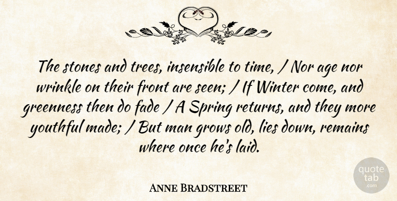 Anne Bradstreet Quote About Death, Spring, Lying: The Stones And Trees Insensible...