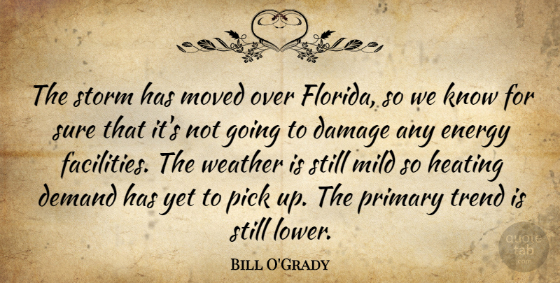 Bill O'Grady Quote About Damage, Demand, Energy, Mild, Moved: The Storm Has Moved Over...