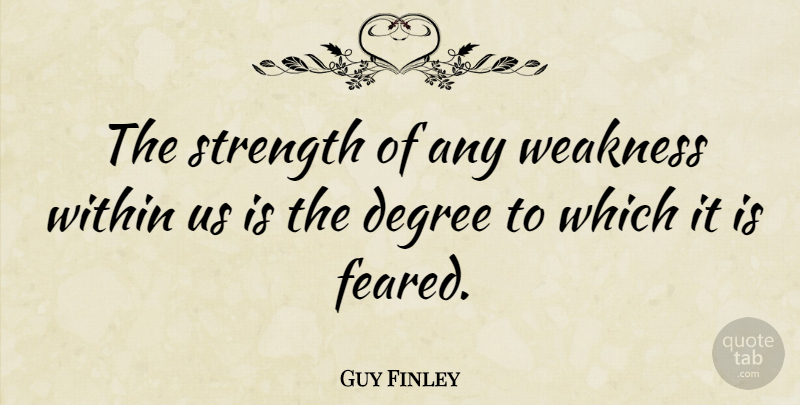 Guy Finley Quote About Weakness, Degrees: The Strength Of Any Weakness...