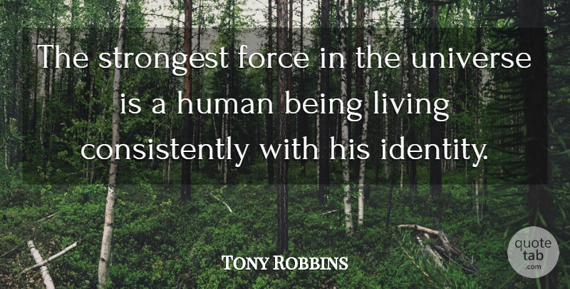 Tony Robbins Quote About Being Yourself, Being Real, Identity: The Strongest Force In The...
