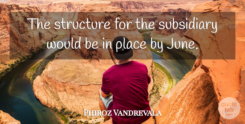 Phiroz Vandrevala Quote About Structure: The Structure For The Subsidiary...