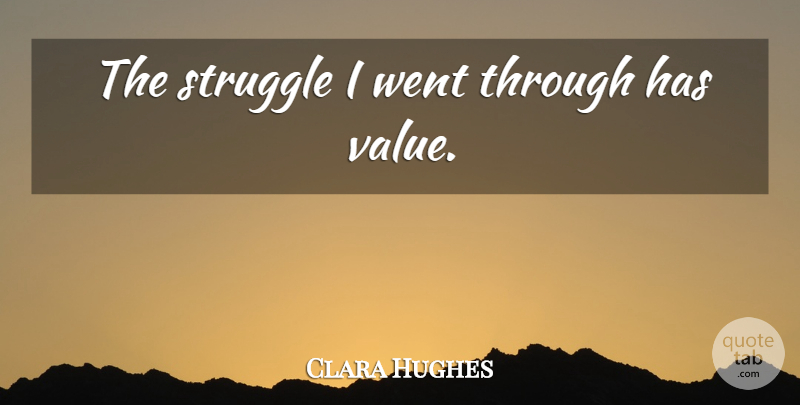Clara Hughes Quote About Struggle, Values: The Struggle I Went Through...