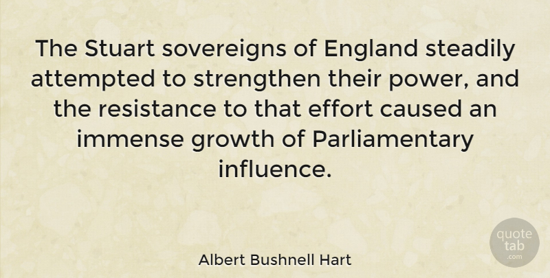 Albert Bushnell Hart Quote About Effort, Growth, Resistance: The Stuart Sovereigns Of England...